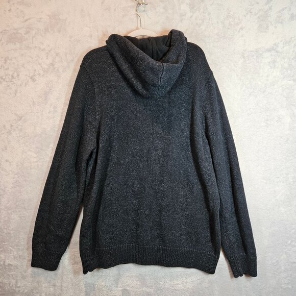 L.O.G.G. By H&M XL Dark Gray Knit Hooded Pullover Sweater double thick Pocket - Picture 9 of 14